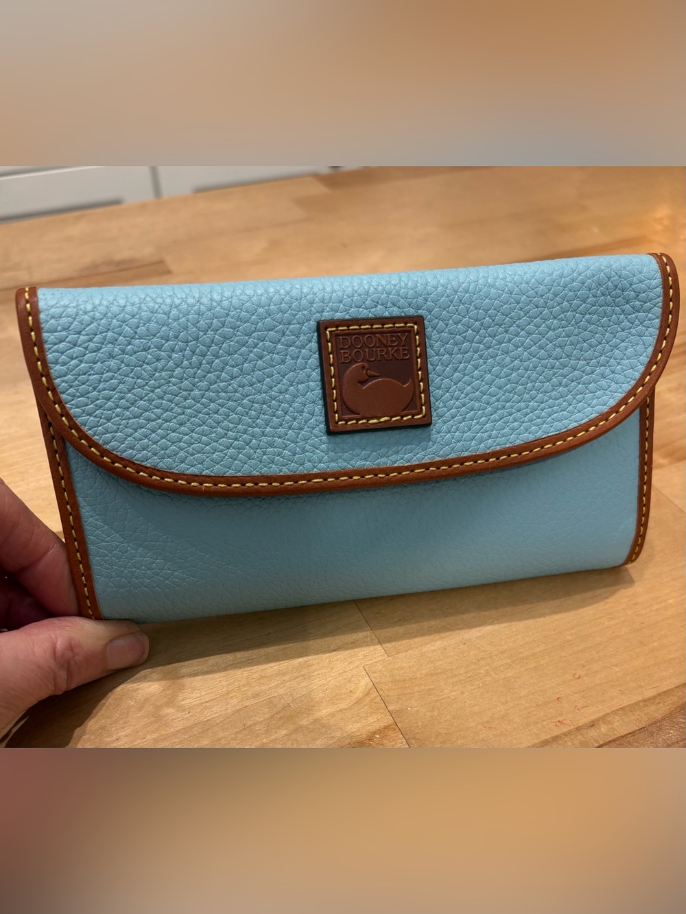 Dooney & Bourke Caribbean Blue Pebbled Leather Continental Clutch Wallet NWT